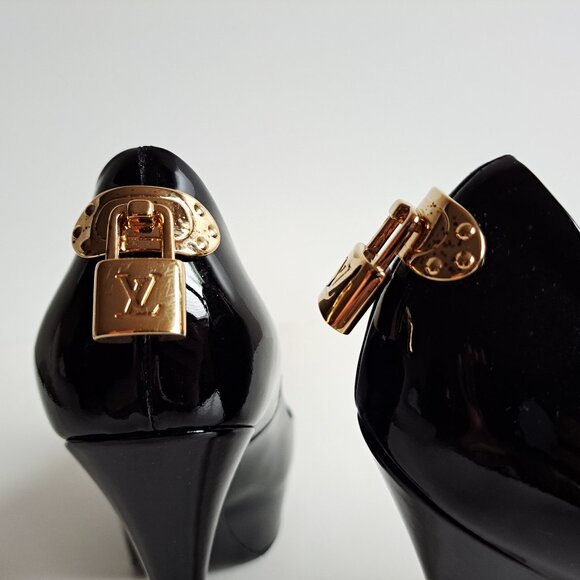 Louis Vuitton Black Leather Platform Oh Really! Peep Toe Pumps Size 36 - Picture 8 of 16
